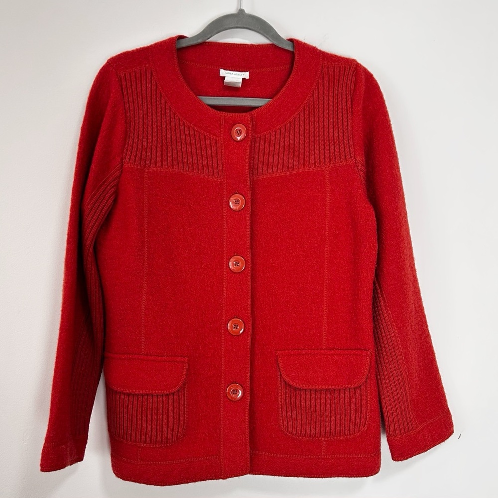 Laura Ashley 100% Wool Cardigan Sweater Burnt Orange Women’s Medium Vintage